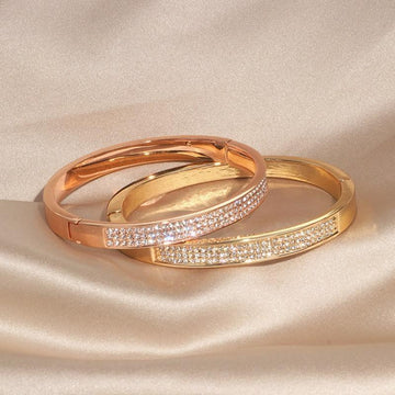 Elegant Classic Crystal Cuff Gold Color Bangles Bracelets For Women - The Jewellery Supermarket
